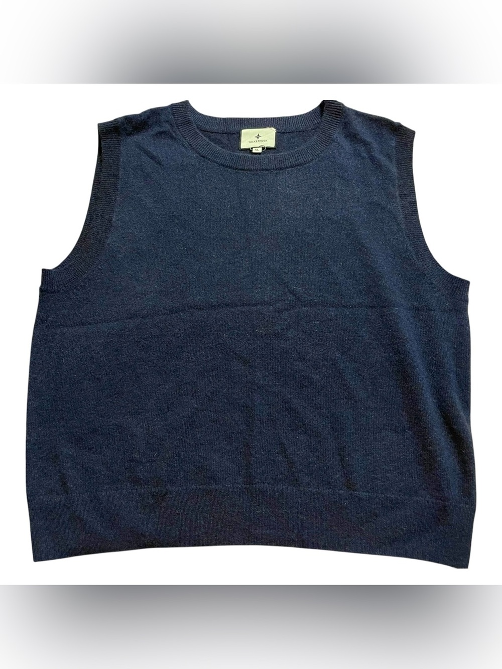 Tuckernuck 100% Cashmere Sleeveless Sweater Vest Navy Blue XL Unisex